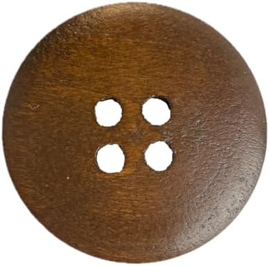 MTCELL 50 Pcs Brown Classic Wooden Buttons, 1-Inch (25mm), 4 Holes