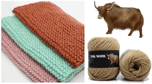 4 Balls Thick Yak Wool Yarn, Medium Worsted Weight #4 Wool Yarn for