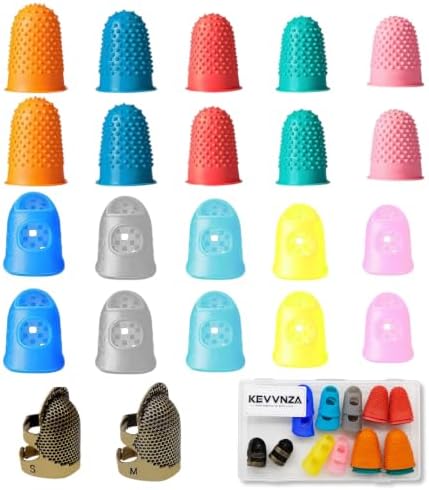 22 Pcs Thimbles for Hand Sewing, Rubber Finger Tips and Silicone