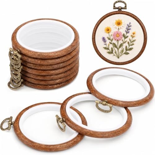 TSV 3in Small Round Embroidery Hoop 10 Pack-Mini Ring for Ornaments &