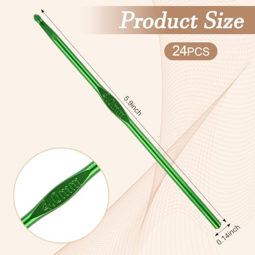 Sghgcvjjf 24 Pcs 4mm Aluminum Crochet Hooks Set