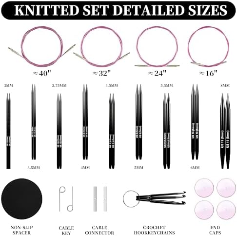 Froggod 4.53" (11.5cm) Interchangeable Circular Knitting Needles Set