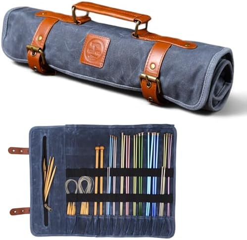 Earth & Fiber Co. Waxed Canvas Knitting Needle Case – Blue