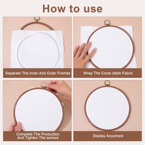 Kuyeyzu 12 Pcs 8 Inch Embroidery Hoop Frame Set Round Imitated Wood
