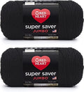 Red Heart Super Saver Jumbo Yarn for Crocheting, Black, 2-Pack