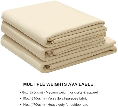Yurdon 10 Oz Natural Cotton Duck Canvas Fabric, 63 Inch Wide, 1 Yard