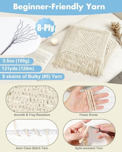 Arborthread Crochet Kit for Beginners, All-Season Pocket Shawl Light