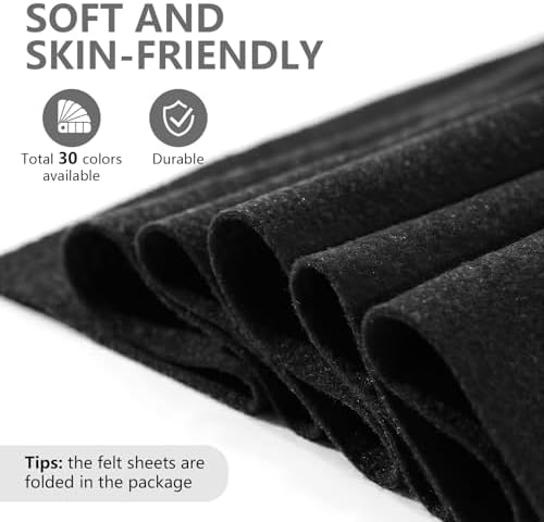 Black Soft Felt Sheet 36'' X 36'', 1.4mm Large Felt Fabric Sheet for