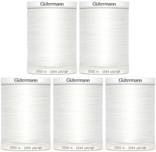 Gutermann Sew-All Thread 1,094yd, Nu White - 5 Pack