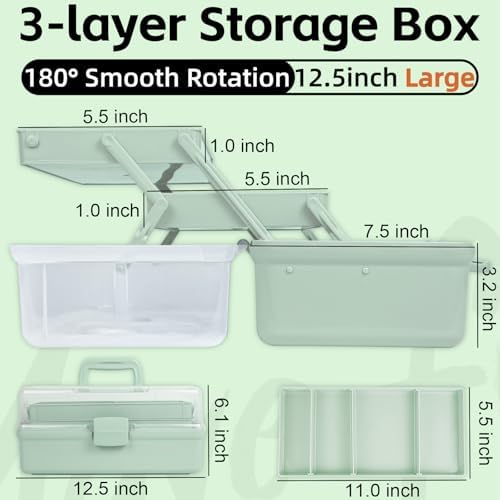 TERGOO 12.5in 3-Layer Multipurpose Craft Organizers and Storage with