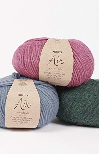 Babyalpaca and Merino Wool Yarn, Worsted, Aran, Drops AIR, 1.8 oz