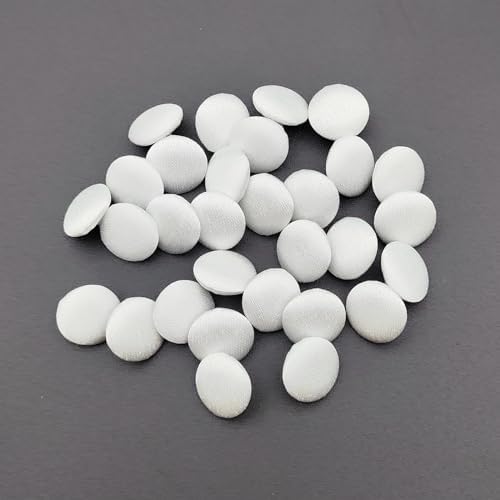 30PC Set 1/2 Inch Ivory Satin Fabric Covered Buttons with Shank and