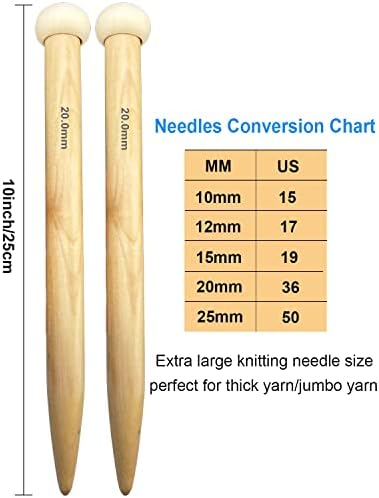 Weabetfu Large Size Bamboo Knitting Needle Straight Single Pointed