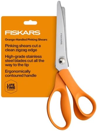 Fiskars 8" Orange-Handled Pinking Shears for Fabric Cutting & Sewing