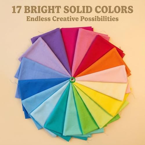 iNee Bright Solid Cotton Fat Quarters Bundle – 17 Pack