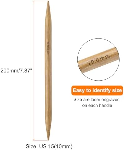 HARFINGTON 5Pcs Bamboo Knitting Needles Double Pointed Size US