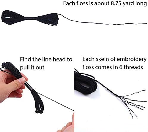 XLSFPY Black & White Cotton Embroidery Floss – 24 Skeins