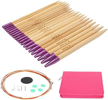Jenivaint Circular Knitting Needle Kit Interchangeable Set Bamboo and