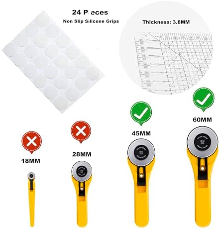 Quilting Ruler, 12.5" x 12.5" Slotted Acrylic Ruler for Quilting and
