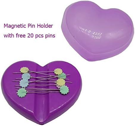 YICBOR Magnetic Pin Cushion with 20pcs Sewing Pins, Heart Magnetic