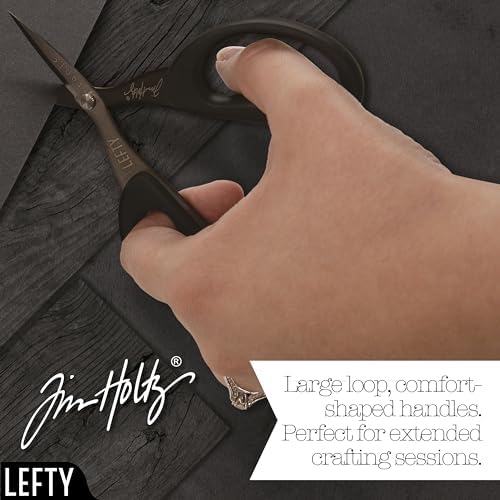 Tim Holtz Left Handed Scissors - 5 Inch Mini Snips with Micro Serrated