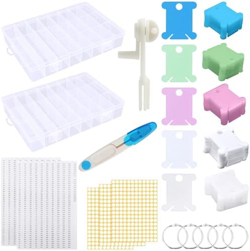 Yuahar 265Pcs Embroidery Floss Organizer Kit, 2 Removable 24-Grid