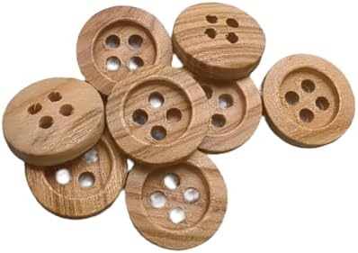 BOTIBOTON - 50 Wooden Buttons - 4 Holes - Available in 5 Sizes