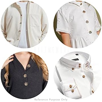CRAFTMEMORE Wood Buttons 4 Holes Round Wooden Button for Garment