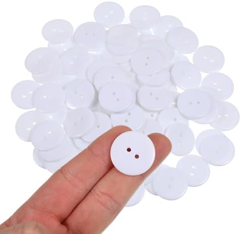 100 Pcs White Buttons for Crafts 1 Inch 2 Hole Round Resin Button for