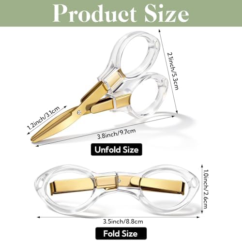 12 Pcs Mini Folding Scissors 3.8 Foldable Travel Scissors Clear
