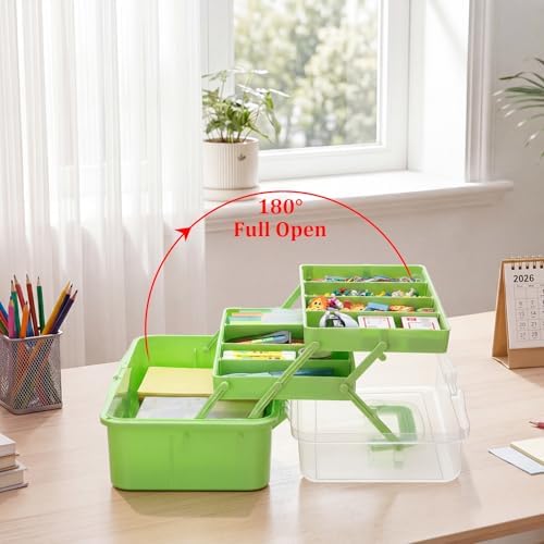 BTSKY 3-Layer Foldable Craft Organizer, Portable Tackle Box with