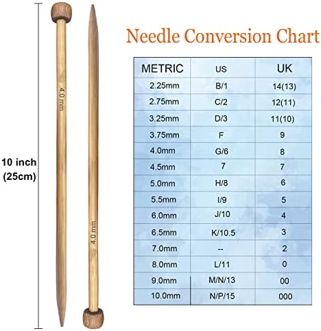 Mdoker Bamboo Knitting Needle Straight Single Pointed Sweater Knitting