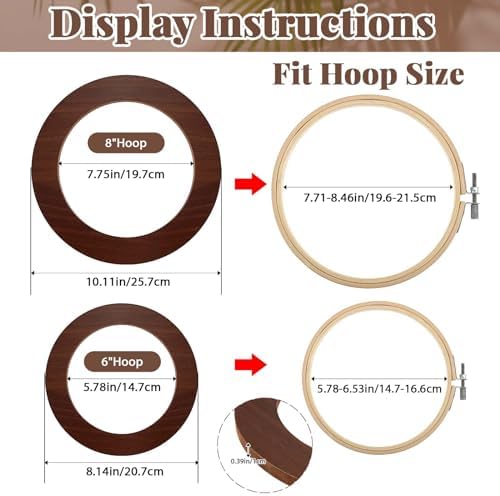 RattanView 12 Pcs Wood Embroidery Hoop Frame for Display 6 & 8 Inch