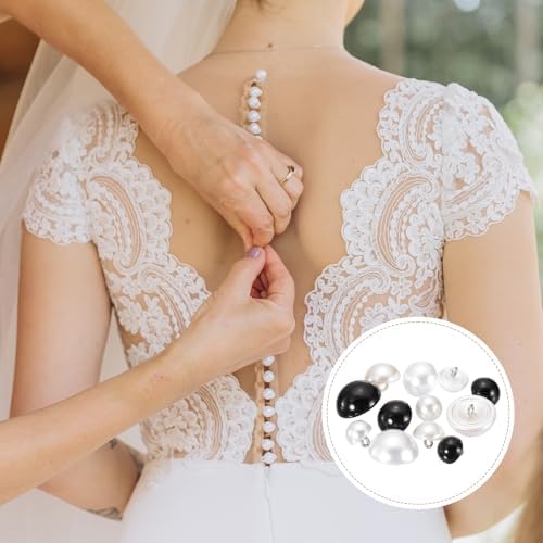 HARFINGTON 20pcs 12L Round Faux Pearl Buttons 7.5mm 2/8" Pearl White