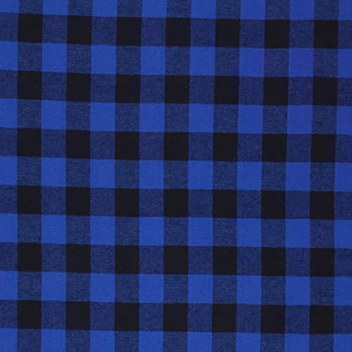Yarn Dyed Flannel Small Buffalo Check Blue, Fabric by the Yard