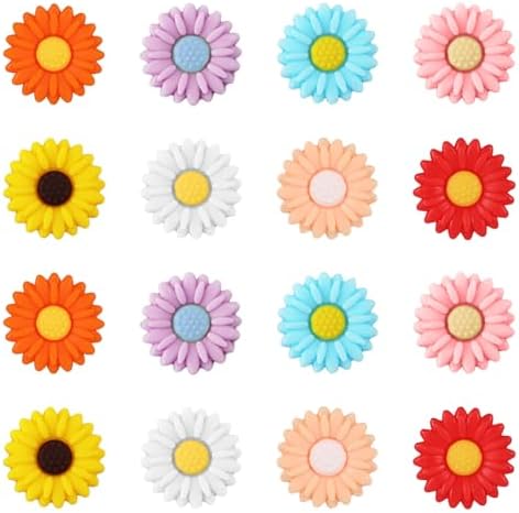 16pcs Knitting Needle Stoppers, 8 Colors Daisy Flower Needle Point