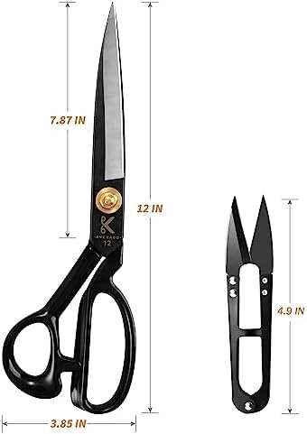 Fabric Scissors 12 Inch, Heavy Duty Sewing Scissors (Black)