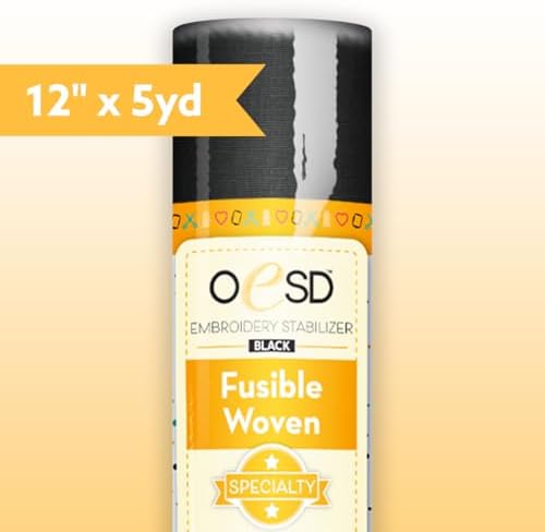 OESD Fusible Woven Cut Away Black Fabric Interfacing 12" x 5 Yd Roll