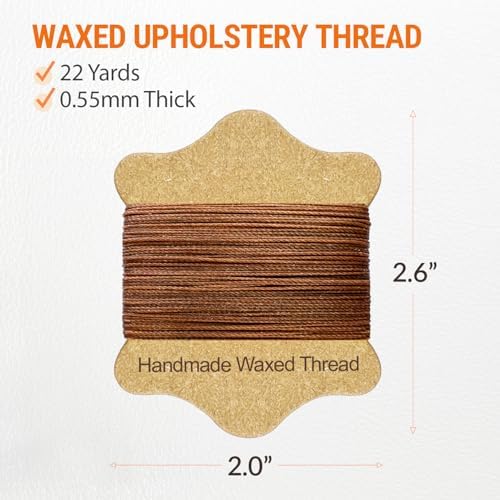 Waxed Sewing Thread (Brown Color), Heavy Duty Needles (11 PCS), Bent