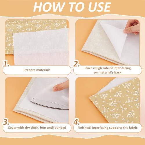 BENECREAT 10 Yards x 10.6 inch Woven Cotton Iron-On Fusible