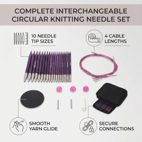ZAICOLER 10 Pairs Interchangeable Circular Knitting Needle Kit for