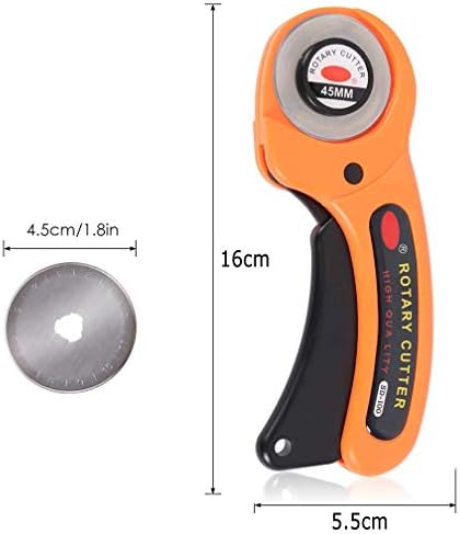 Rotary Cutter with 5 Pcs 45mm Rotary Spare Blade Refill Set - Alloy