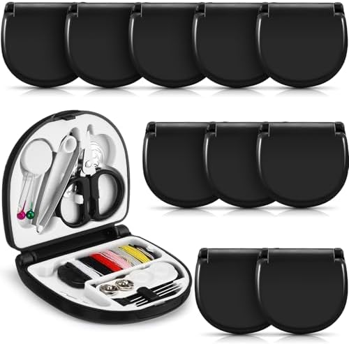 Yuxung 10 Pcs Mini Travel Sewing Kit with Thread Scissor Needle, Black