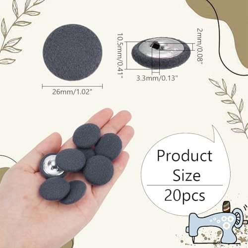 NBEADS 20 Pcs Fabric Cloth Covered Buttons, 26mm Fabric Metal Shank