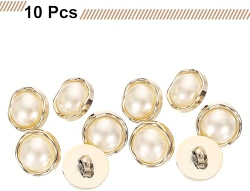 HARFINGTON 10pcs 24L Gold Faux Pearl Buttons 15mm 5/8" Plastic Round