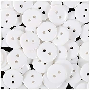 150Pcs 15mm White Two Hole Resin DIY Craft Sewing Buttons 5/8 Inch