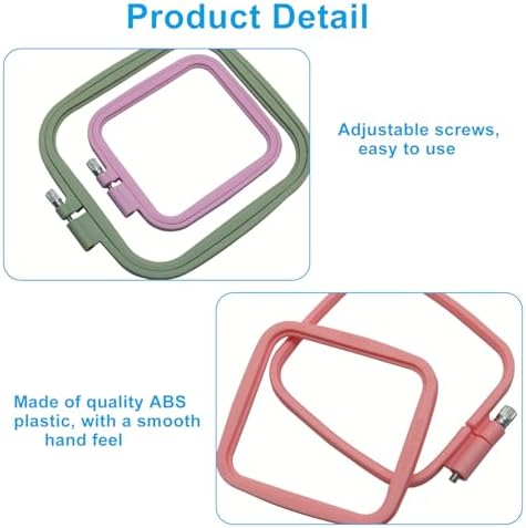 Bonsicoky Square Embroidery Hoop Set, Multicolor, 3 Piece, 3 Sizes