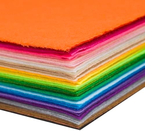 6" x 6" Felt Fabric Sheets for Crafts, 40pcs Assorted Colors Felt