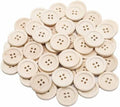 Lilaly 50 PCS 1 inch (25mm) 4 Holes Buttons, Wooden Buttons, for