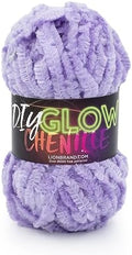 Lion Brand Yarn, DIY Glow Chenille Glow in the Dark Yarn, Purple